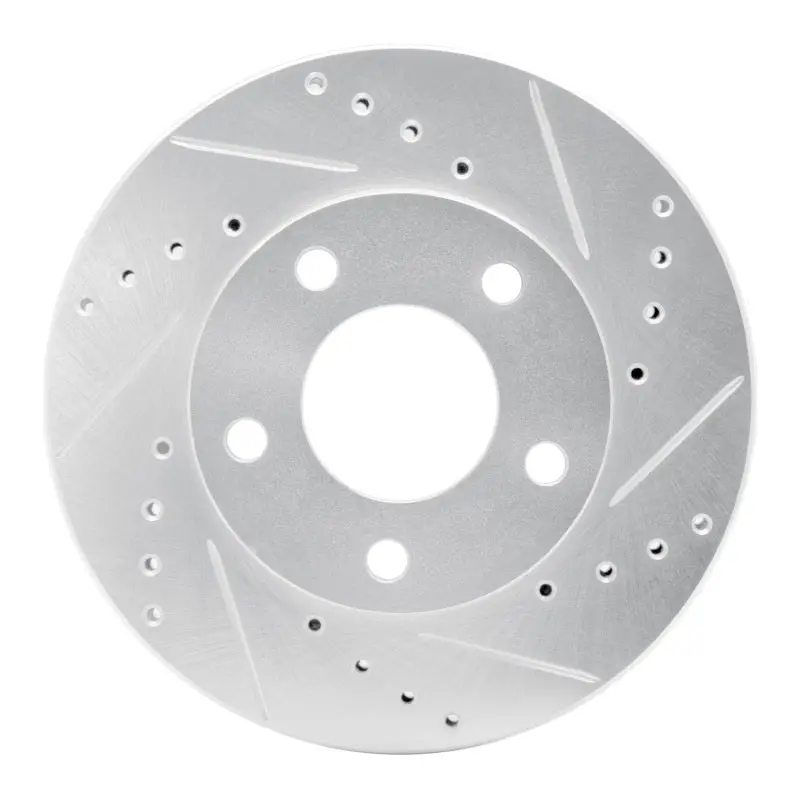 R1 1975-1980 Ford Granada Right Rear Drilled & Slotted Silver Brake Rotor 1