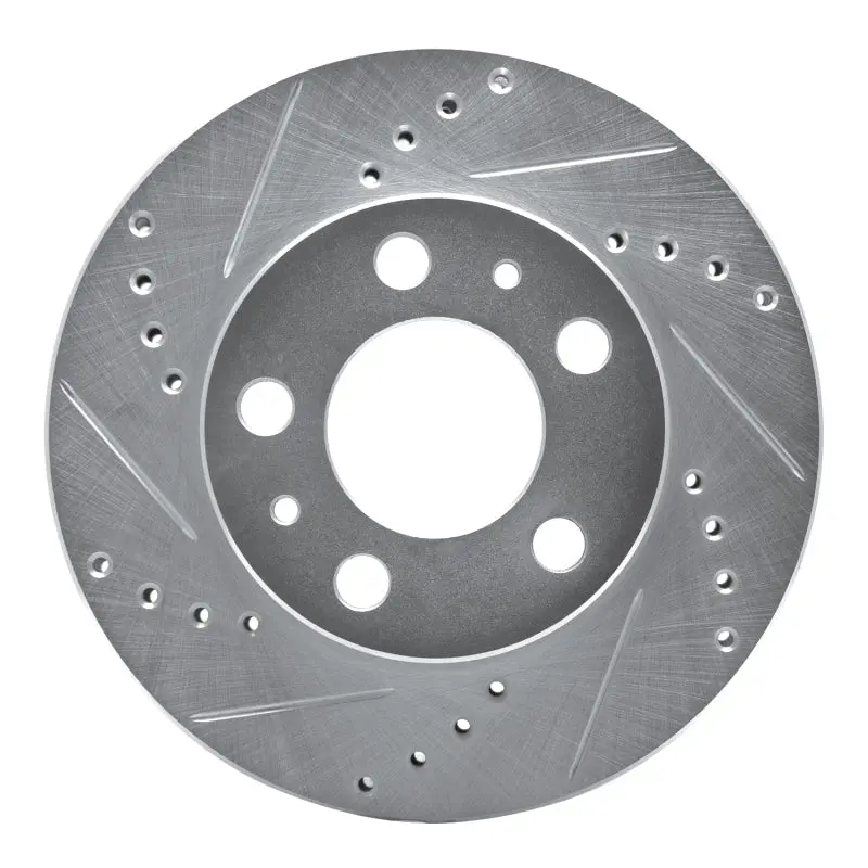 R1 1976-1993 Volvo 265 Front Left Drilled & Slotted Silver Brake Rotor 1