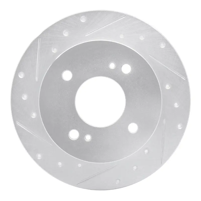 R1 1979-1981 Nissan Maxima Rear Left Drilled & Slotted Silver Brake Rotor 1