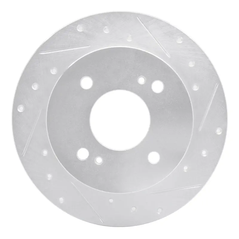 R1 1979-1981 Nissan Maxima Rear Right Drilled & Slotted Silver Brake Rotor 1