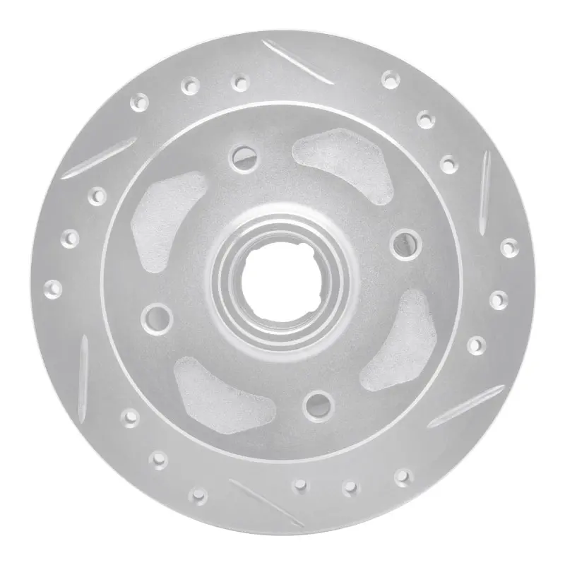 R1 1979-1983 Mazda Rx-7 Front Right Drilled & Slotted Silver Brake Rotor 1
