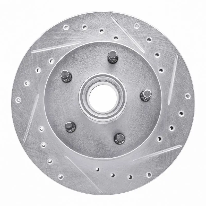 R1 1983-1997 Ford Aerostar Front Right Drilled & Slotted Silver Brake Rotor 1