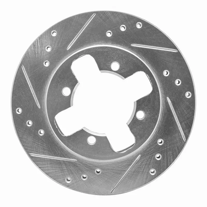 R1 1984-1986 Nissan 300Zx Front Left Drilled & Slotted Silver Brake Rotor 1