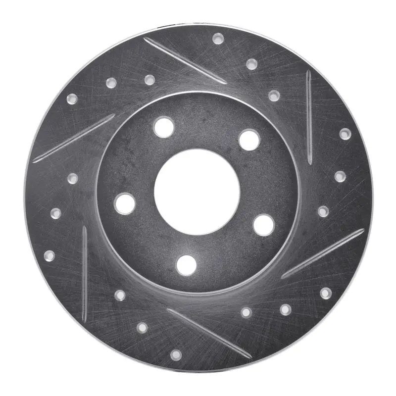 R1 1984-1987 Pontiac Fiero Rear Right Drilled & Slotted Silver Brake Rotor 1