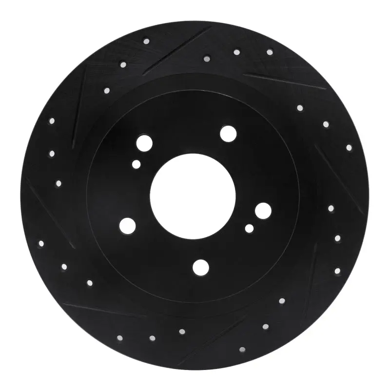 R1 1984-1988 Nissan 200Sx Rear Left Drilled & Slotted Black Brake Rotor 1