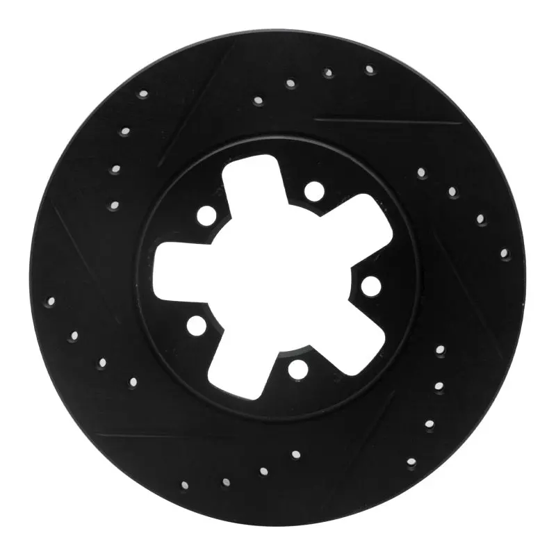 R1 1984-1989 Nissan 200Sx Front Left Drilled & Slotted Black Brake Rotor 1