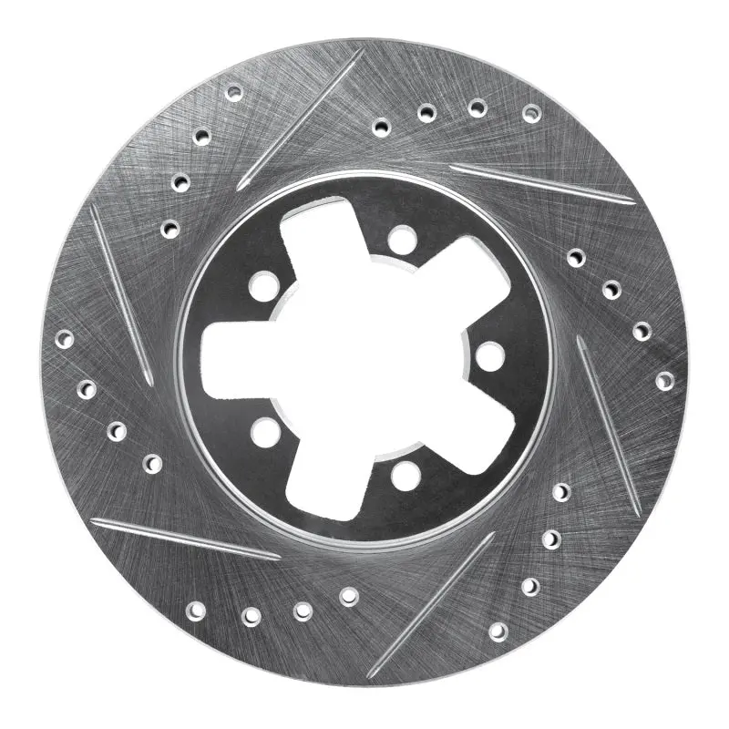 R1 1984-1989 Nissan 200Sx Front Left Drilled & Slotted Silver Brake Rotor 1