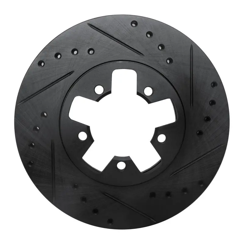 R1 1984-1989 Nissan 300Zx Front Right Drilled & Slotted Black Brake Rotor 1