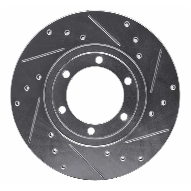 R1 1986-1993 Mazda B2200 Front Right Drilled & Slotted Silver Brake Rotor 1