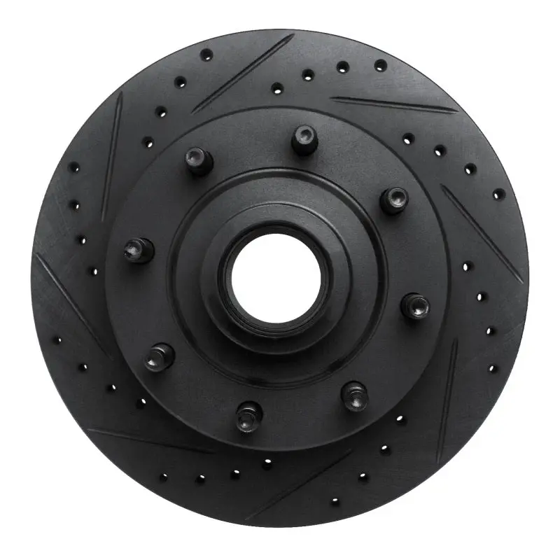 R1 1986-1994 Ford F-250 2Wd (Excl Super Duty) Front Left Drilled & Slotted Black Brake Rotor 1