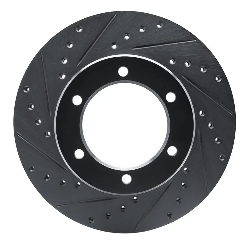 R1 1986-1995 Toyota 4Runner Front Left Drilled & Slotted Black Brake Rotor 1