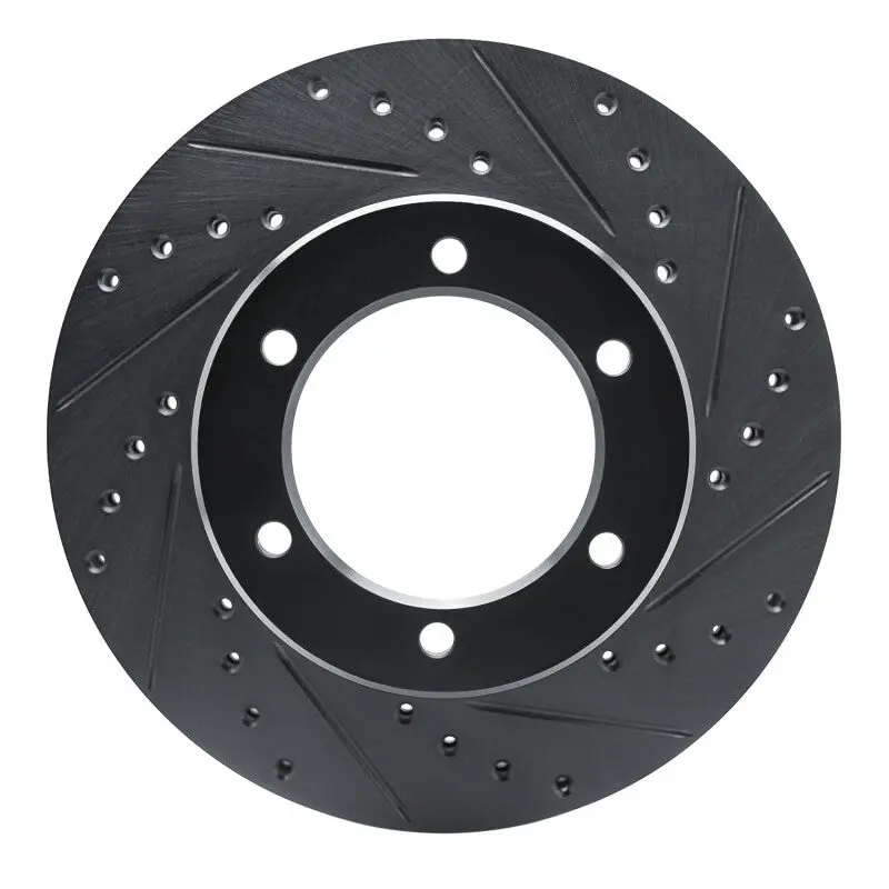 R1 1986-1995 Toyota 4Runner Front Right Drilled & Slotted Black Brake Rotor 1