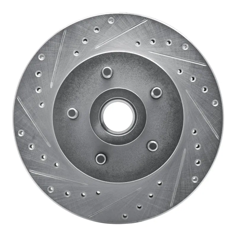 R1 1987-1990 Dodge Dakota Rwd Front Left Drilled & Slotted Silver Brake Rotor 1