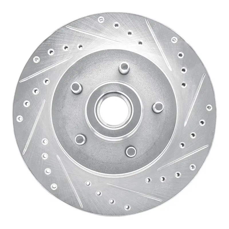 R1 1987-1990 Dodge Dakota Rwd Front Right Drilled & Slotted Silver Brake Rotor 1