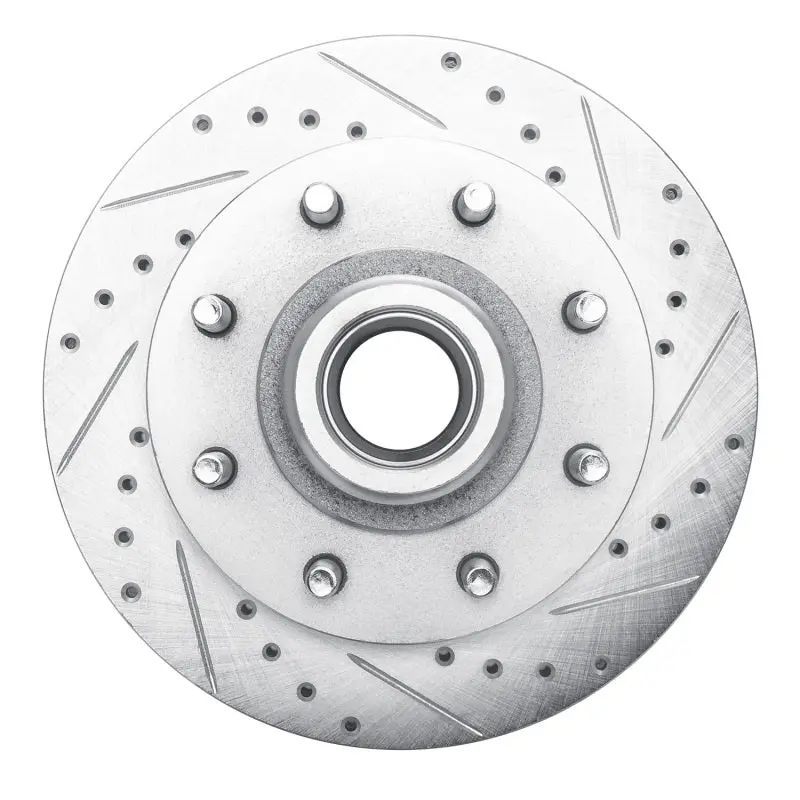 R1 1988-1996 Chevrolet C3500 Front Right Drilled & Slotted Silver Brake Rotor 1