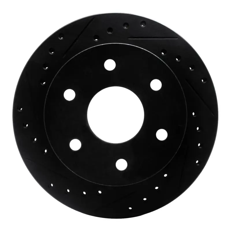 R1 1988-2000 Cadillac Escalade Front Left Drilled & Slotted Black Brake Rotor 1