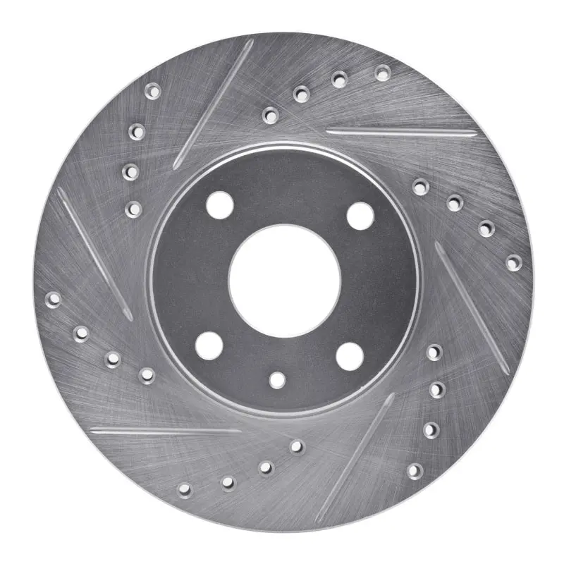 R1 1990-2003 Ford Escort Front Left Drilled & Slotted Silver Brake Rotor 1