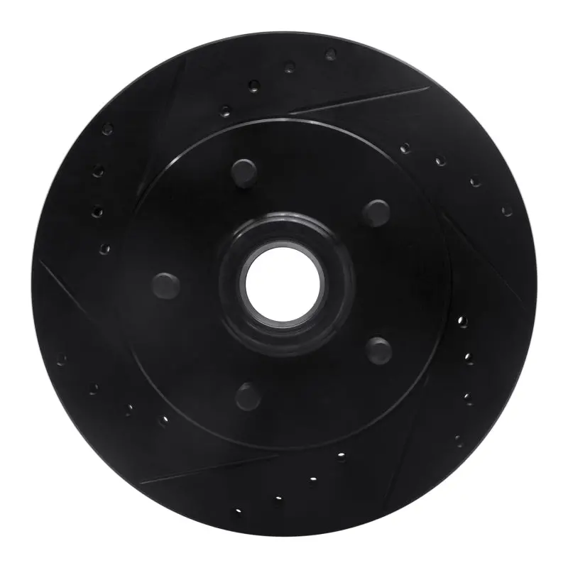 R1 1992-2002 Chevrolet C1500 Suburban Front Left Drilled & Slotted Black Brake Rotor 1
