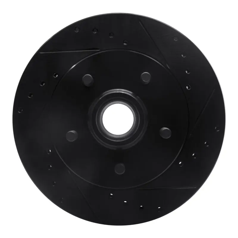 R1 1992-2002 Chevrolet Tahoe Front Right Drilled & Slotted Black Brake Rotor 1