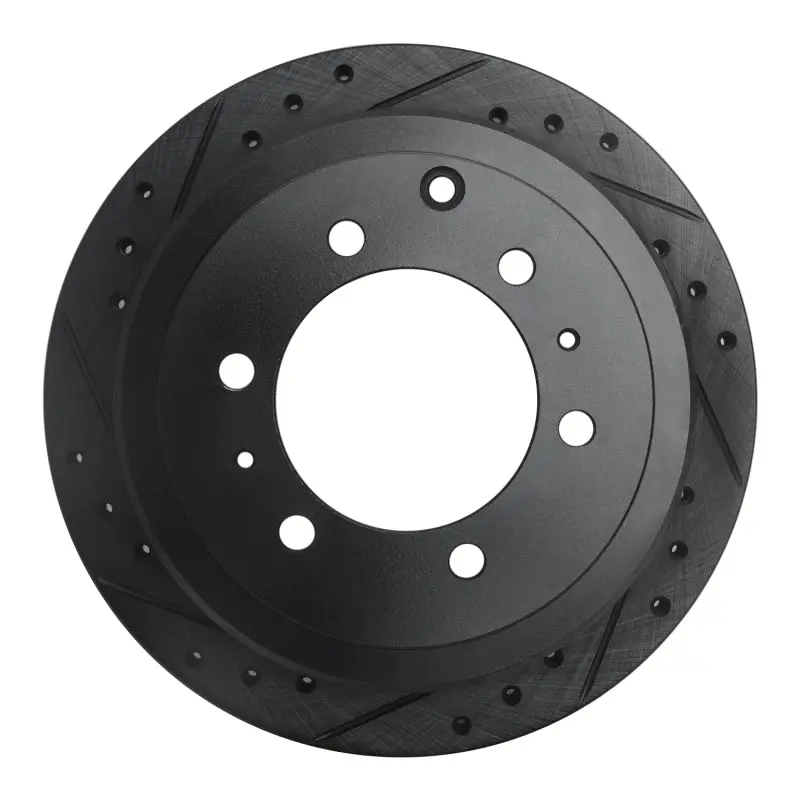 R1 1993-1997 Lexus Lx450 Rear Left Drilled & Slotted Black Brake Rotor 1