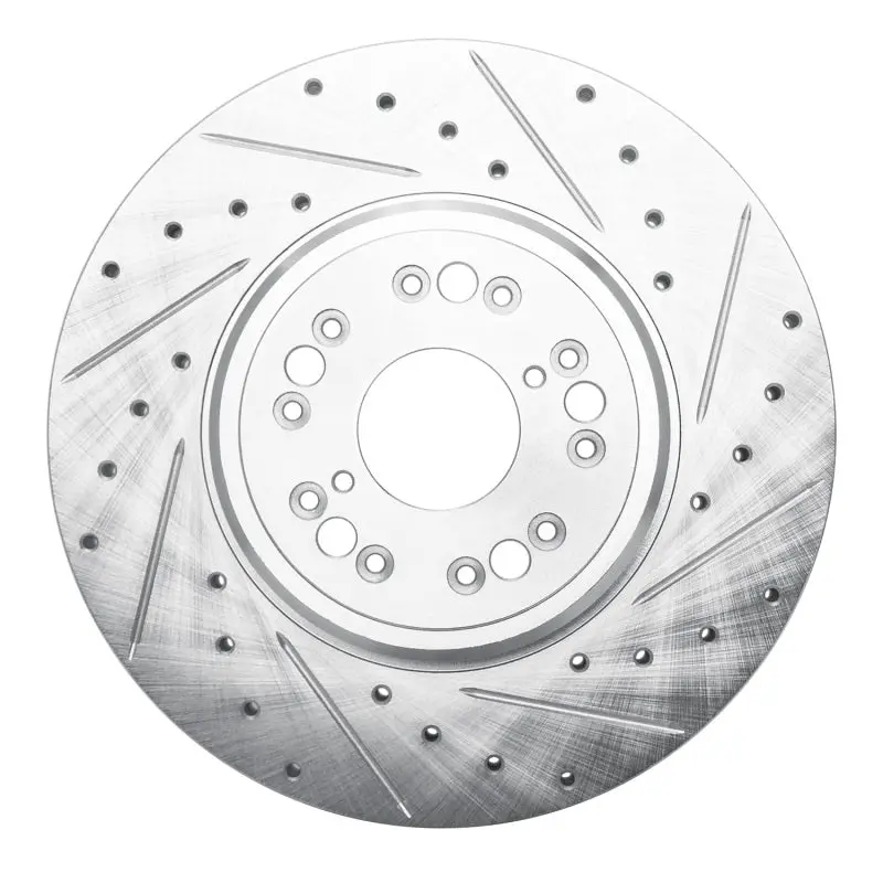 R1 1995-2000 Lexus Ls400 Front Right Drilled & Slotted Silver Brake Rotor 1
