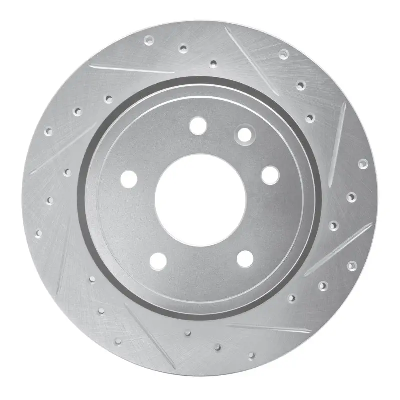 R1 1995-2006 Jaguar Xjs Rear Right Drilled & Slotted Silver Brake Rotor 1