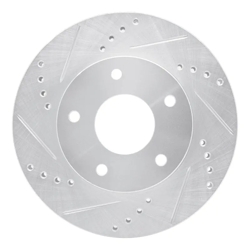 R1 1997-2005 Chevrolet Blazer Front Left Drilled & Slotted Silver Brake Rotor 1