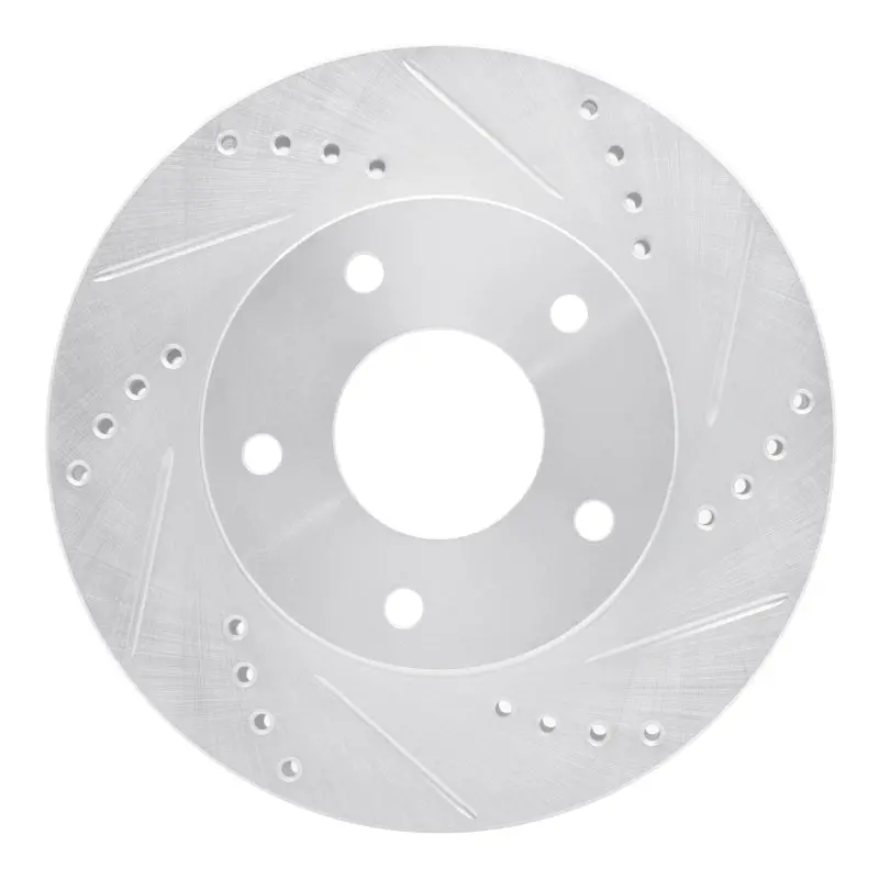 R1 1997-2005 Chevrolet S10 Front Right Drilled & Slotted Silver Brake Rotor 1