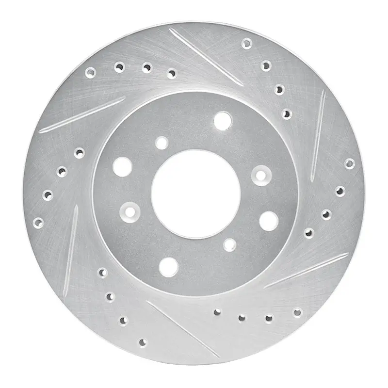 R1 1998-2002 Acura Cl Front Right Drilled & Slotted Silver Brake Rotor 1