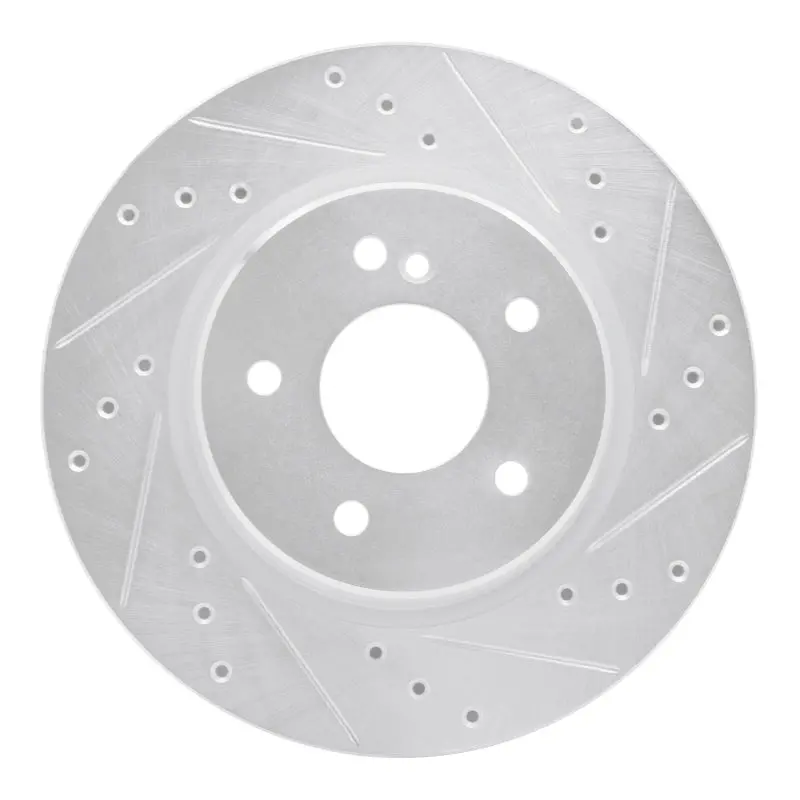R1 1998-2009 Chrysler Crossfire Rear Right Drilled & Slotted Silver Brake Rotor 1