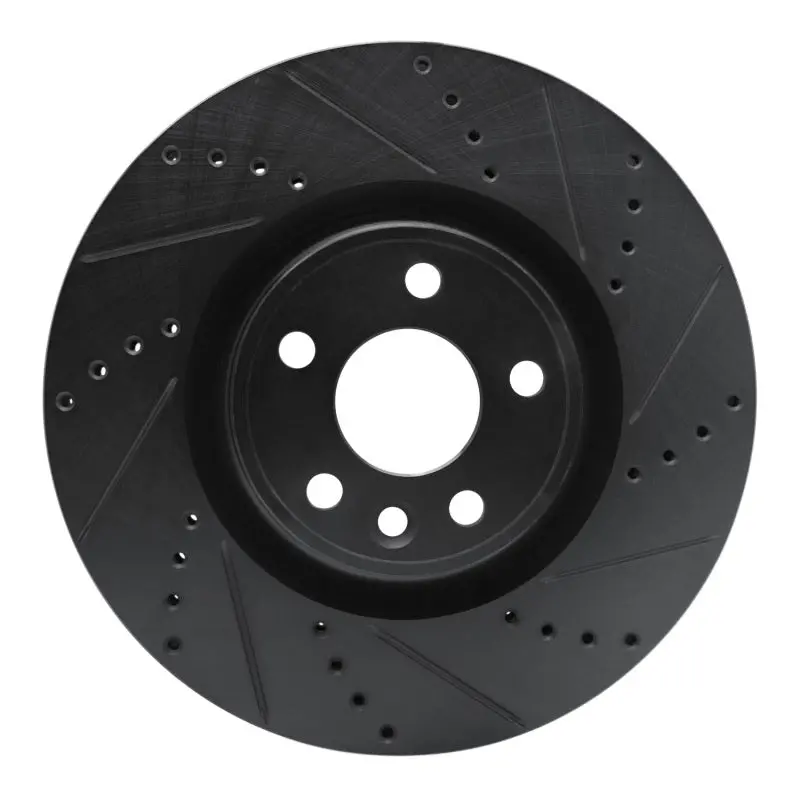 R1 20-20 Jaguar F-Pace Front Right Drilled & Slotted Black Brake Rotor 1
