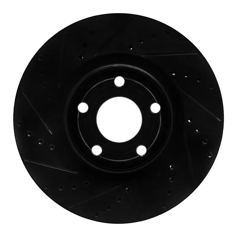 R1 20-25 Ford Bronco Sport Front Left Drilled & Slotted Black Brake Rotor 1