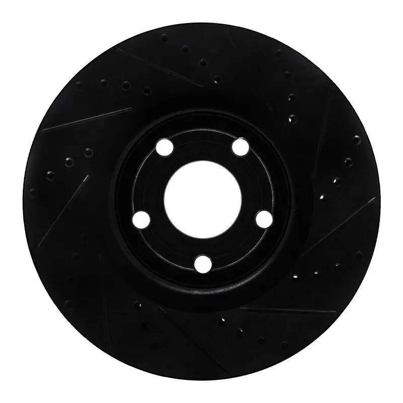 R1 20-25 Ford Bronco Sport Front Right Drilled & Slotted Black Brake Rotor 1