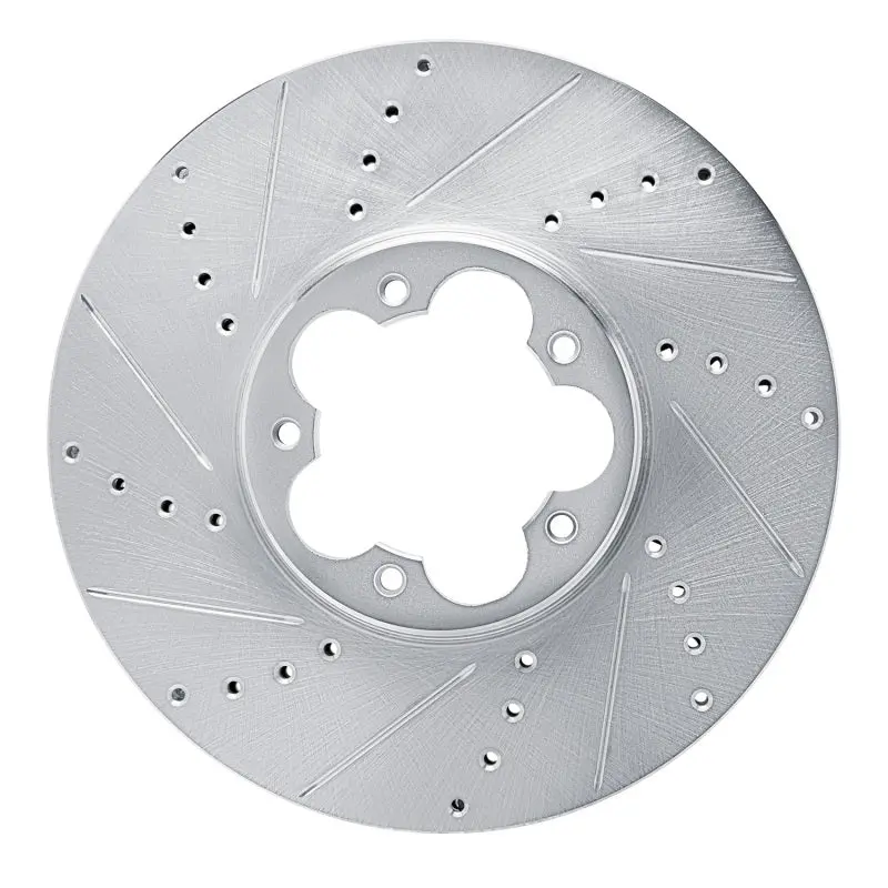 R1 20-25 Ford E-Transit Front Left Drilled & Slotted Silver Brake Rotor 1