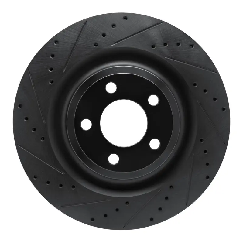 R1 20-25 Ford Explorer Rear Left Drilled & Slotted Black Brake Rotor 1