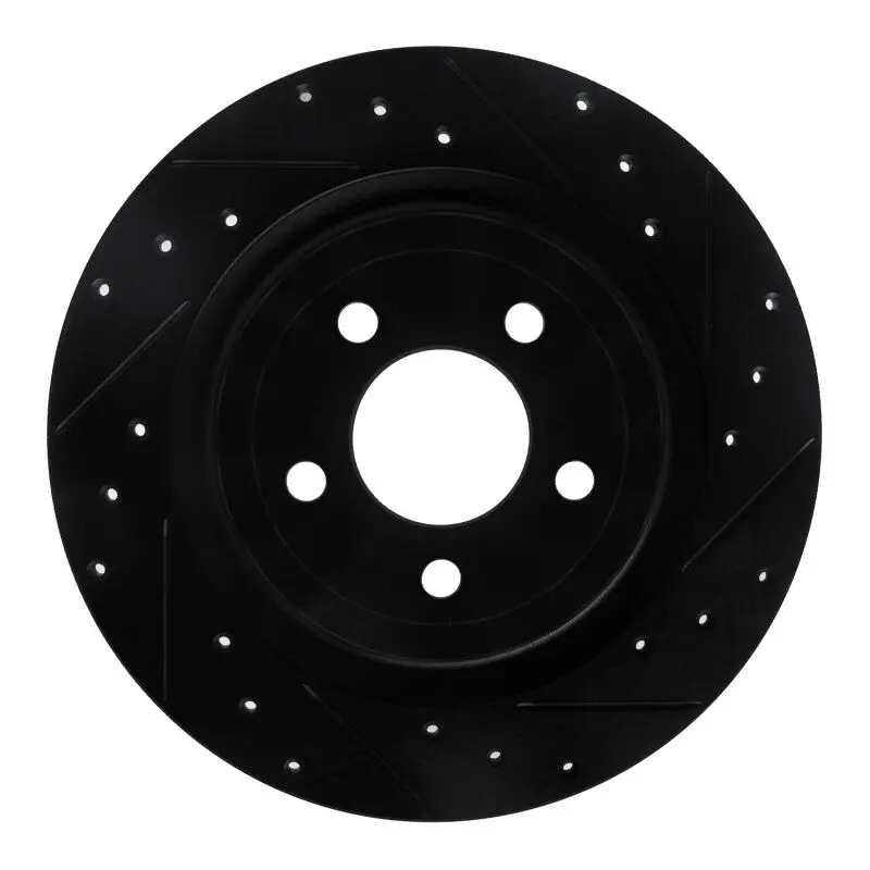R1 20-25 Ford Explorer Rear Right Drilled & Slotted Black Brake Rotor 1