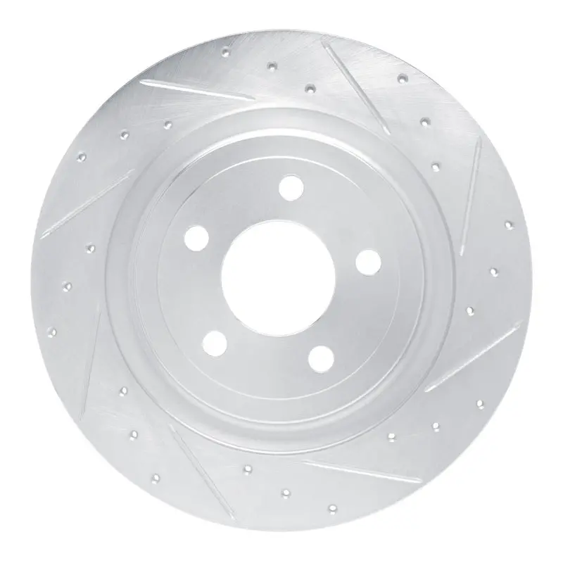 R1 20-25 Ford Mustang Rear Right Drilled & Slotted Silver Brake Rotor 1