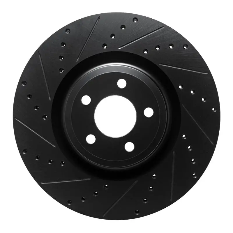 R1 20-25 Ford Police Interceptor Utility Front Left Drilled & Slotted Black Brake Rotor 1