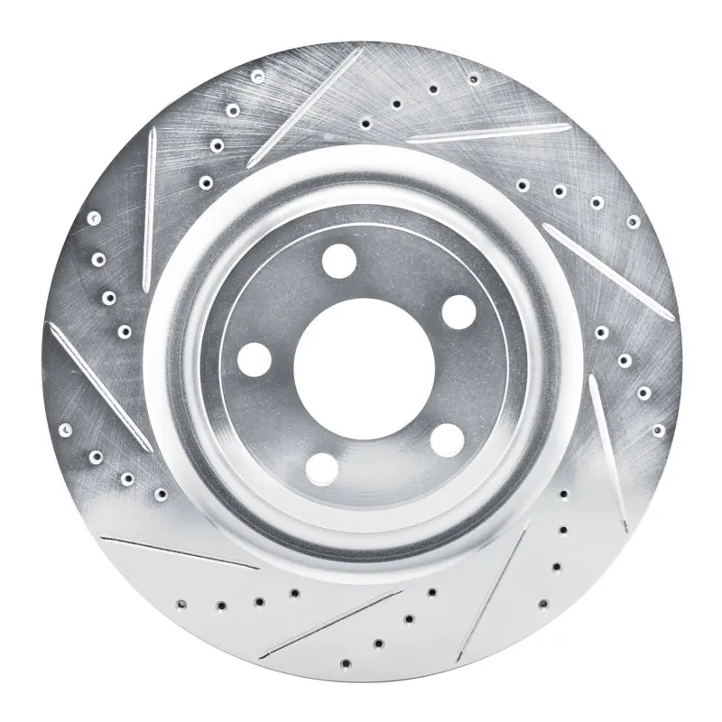 R1 20-25 Ford Police Interceptor Utility Rear Left Drilled & Slotted Silver Brake Rotor 1