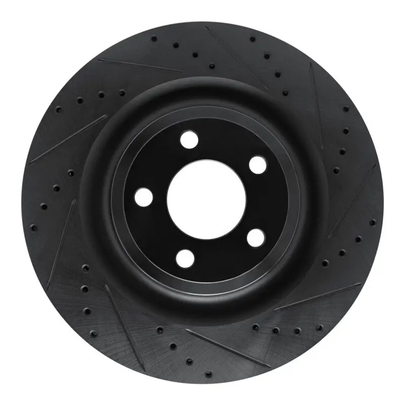 R1 20-25 Ford Police Interceptor Utility Rear Right Drilled & Slotted Black Brake Rotor 1