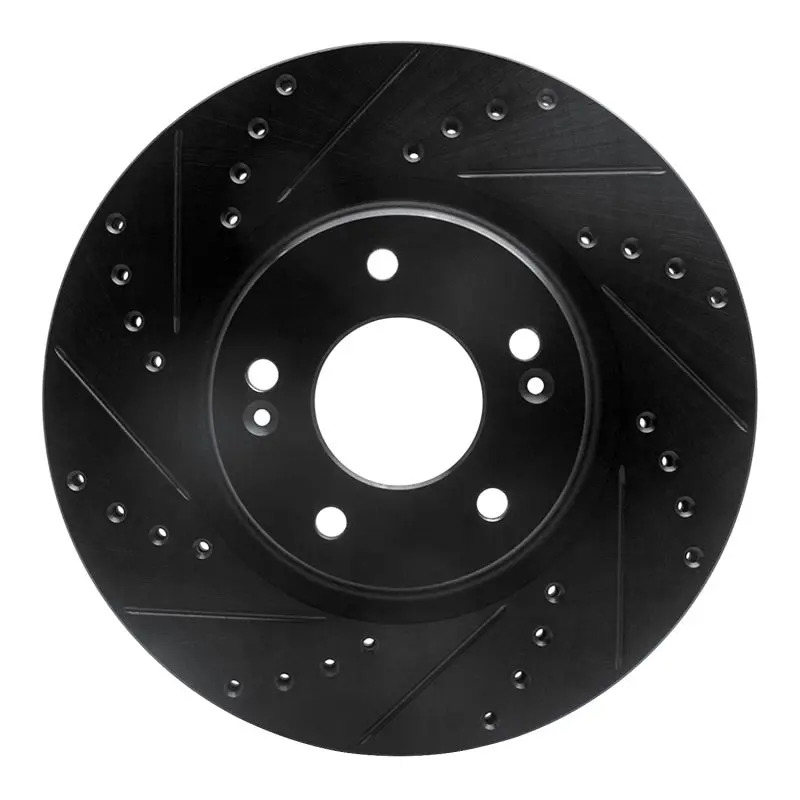 R1 20-25 Hyundai Kona Front Left Drilled & Slotted Black Brake Rotor 1