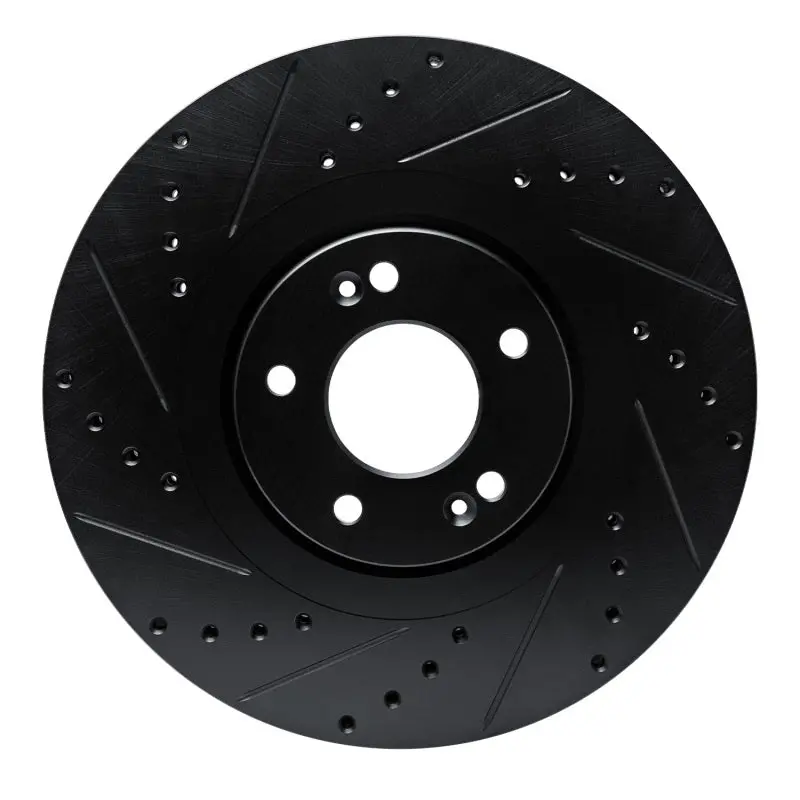 R1 20-25 Hyundai Palisade Front Left Drilled & Slotted Black Brake Rotor 1