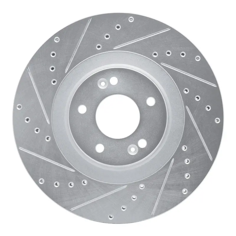 R1 20-25 Hyundai Palisade Front Left Drilled & Slotted Silver Brake Rotor 1