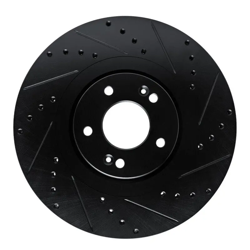 R1 20-25 Hyundai Palisade Front Right Drilled & Slotted Black Brake Rotor 1