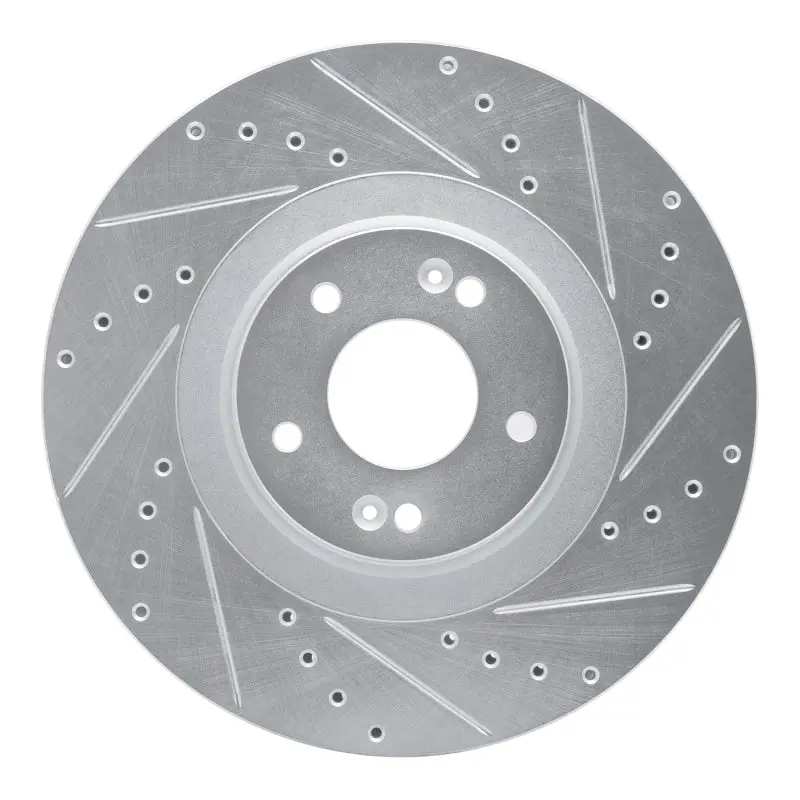 R1 20-25 Hyundai Palisade Front Right Drilled & Slotted Silver Brake Rotor 1