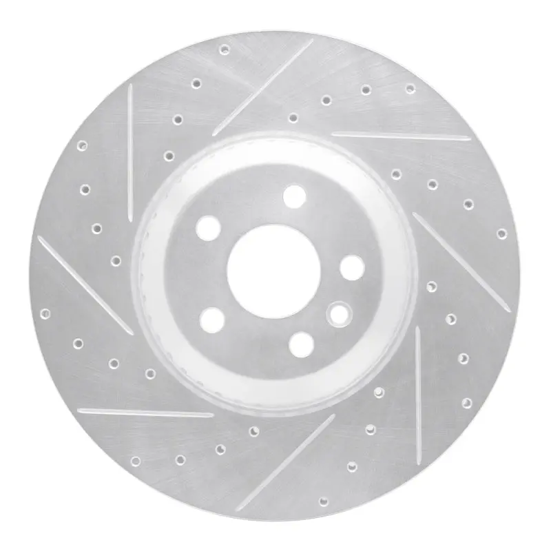 R1 20-25 Jaguar E-Pace Front Left Drilled & Slotted Silver Brake Rotor 1
