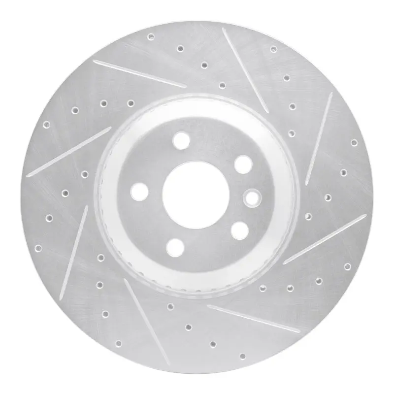 R1 20-25 Jaguar E-Pace Front Right Drilled & Slotted Silver Brake Rotor 1