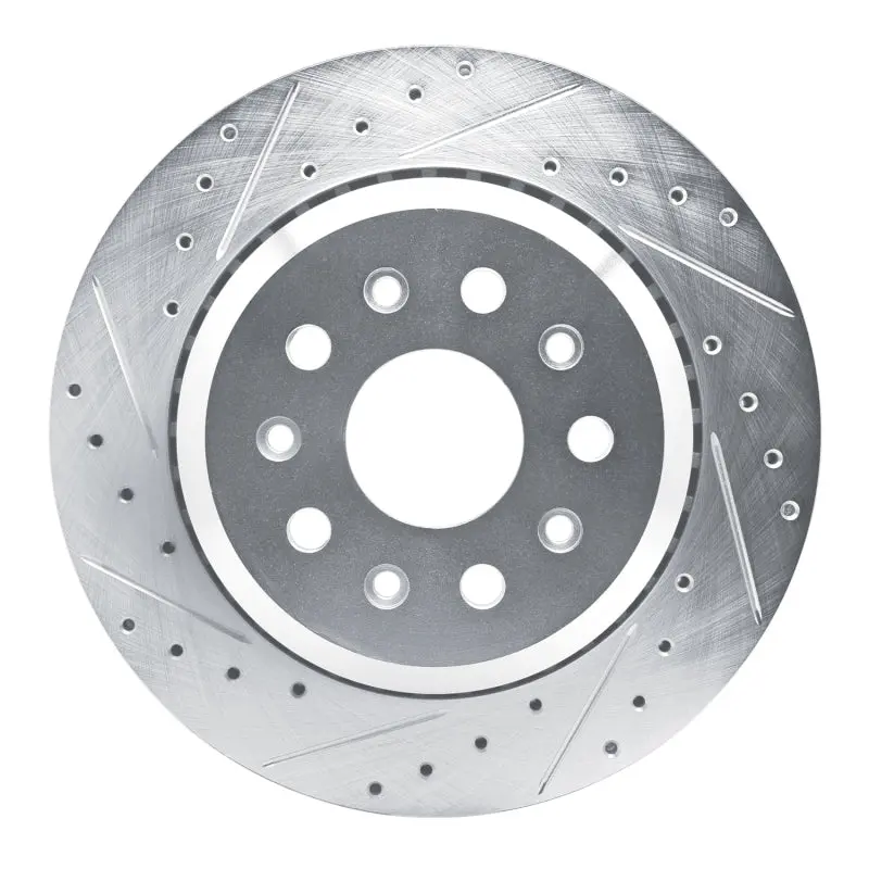 R1 20-25 Jeep Wrangler Rear Left Drilled & Slotted Silver Brake Rotor 1