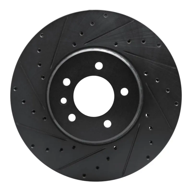 R1 20-25 Land Rover Defender 110 Front Left Drilled & Slotted Black Brake Rotor 1