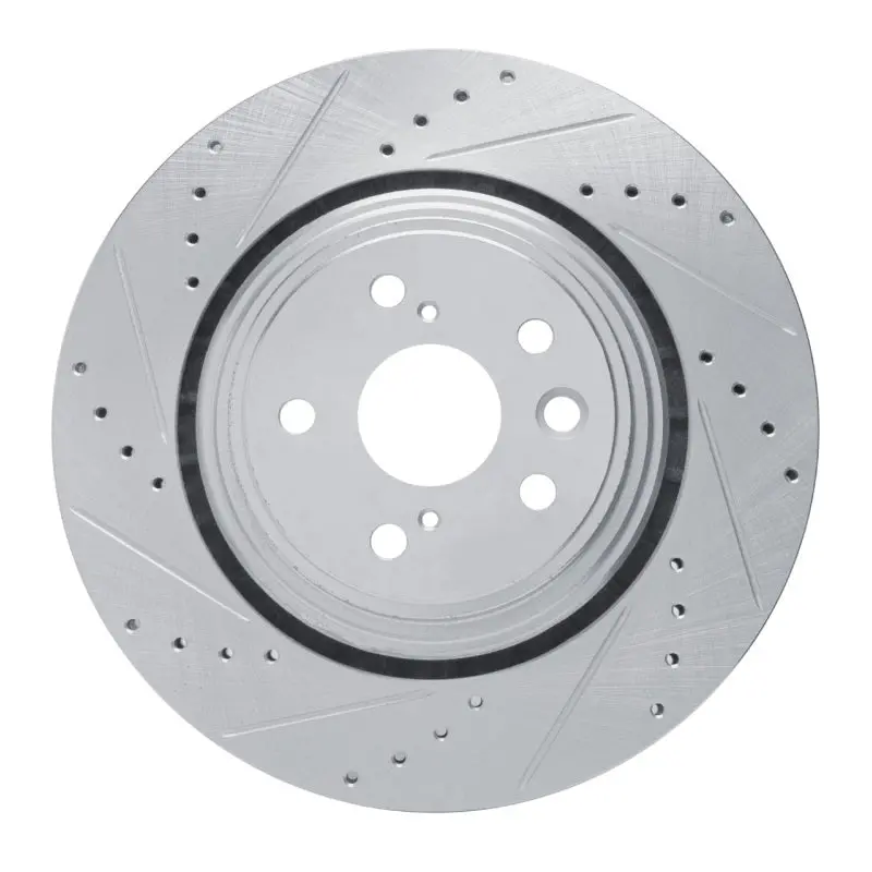 R1 20-25 Lexus Rx350h Front Left Drilled & Slotted Silver Brake Rotor 1